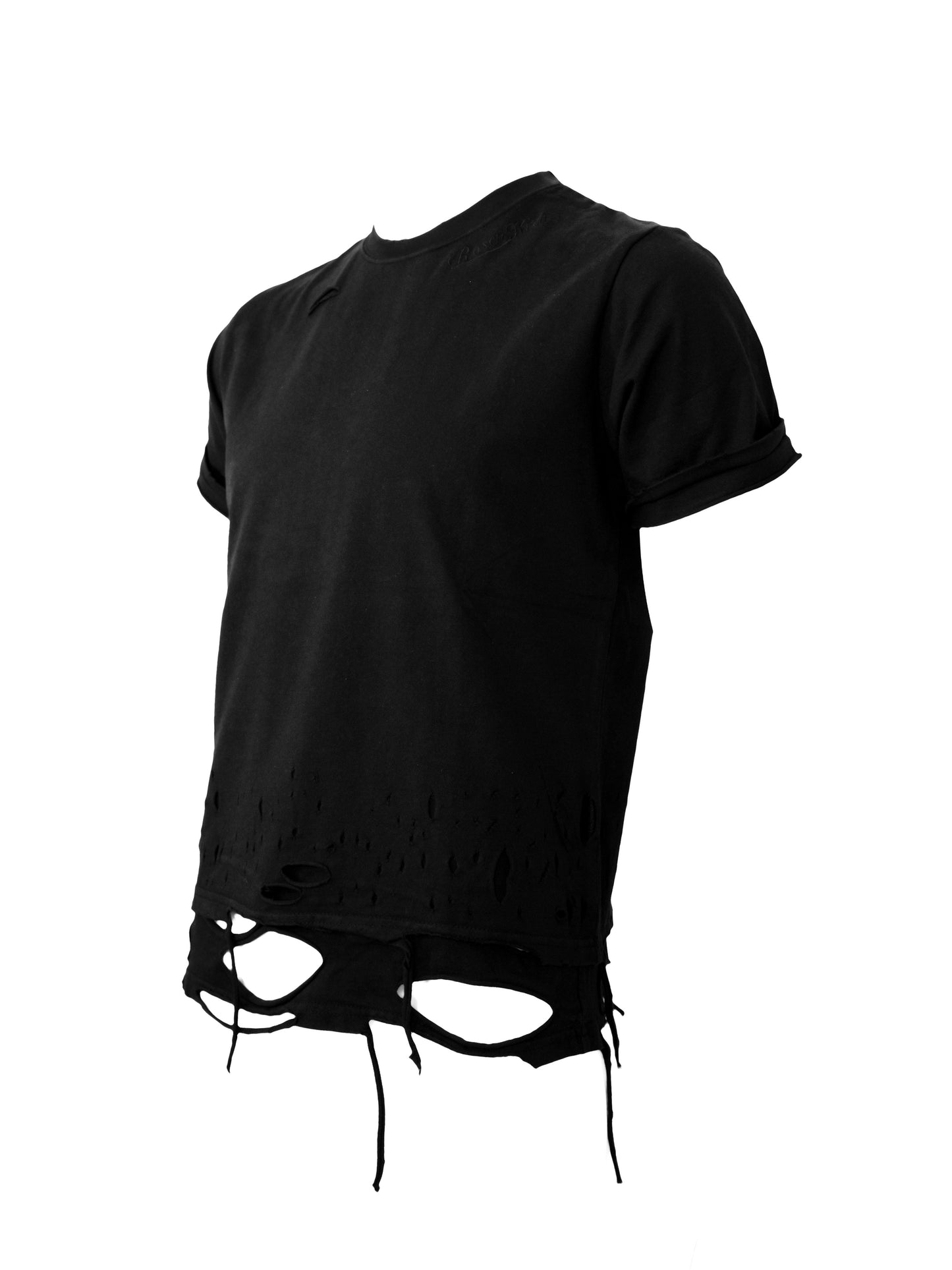 【ROSEN KREUZ】BOXY FIT LAYERED DAMAGE TEE (Black)