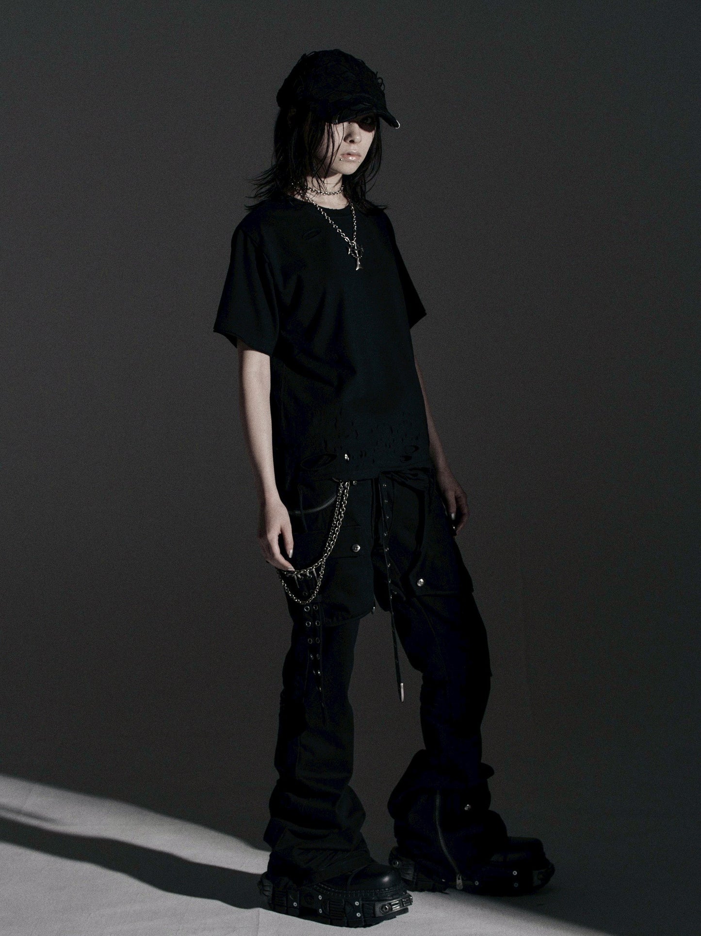 【ROSEN KREUZ】SIDE BELT DOCKING FLARE PANTS (Denim)