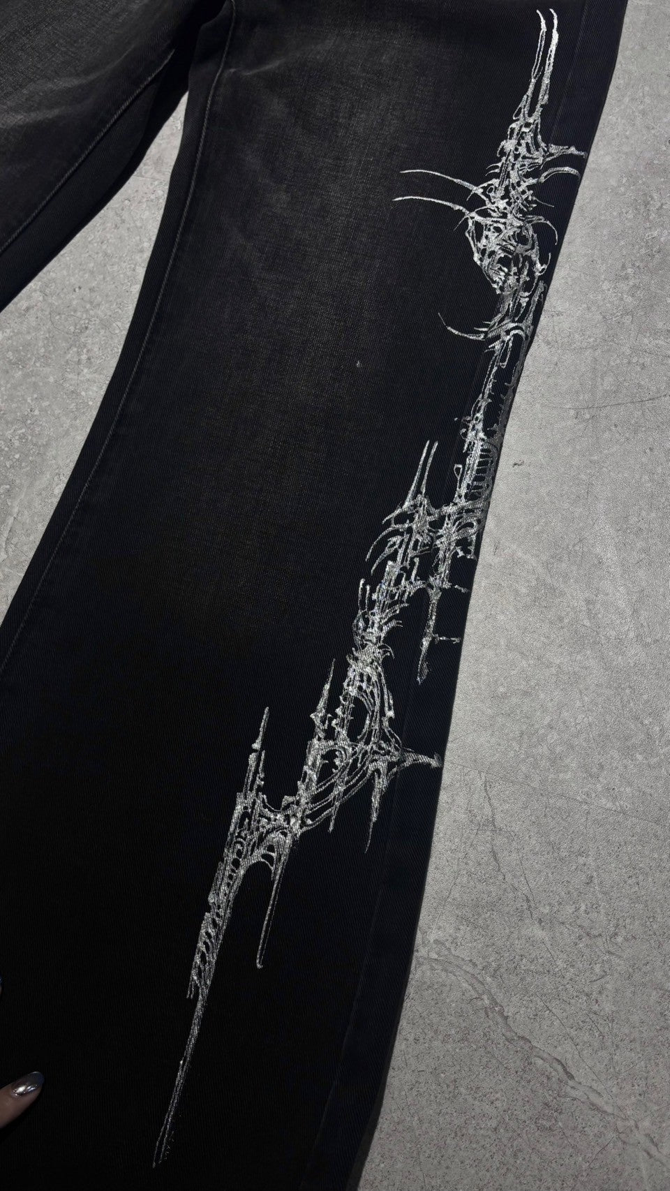 【XIVX】HANDPAINTED "Cyberpsychosis“ FLARED DENIM