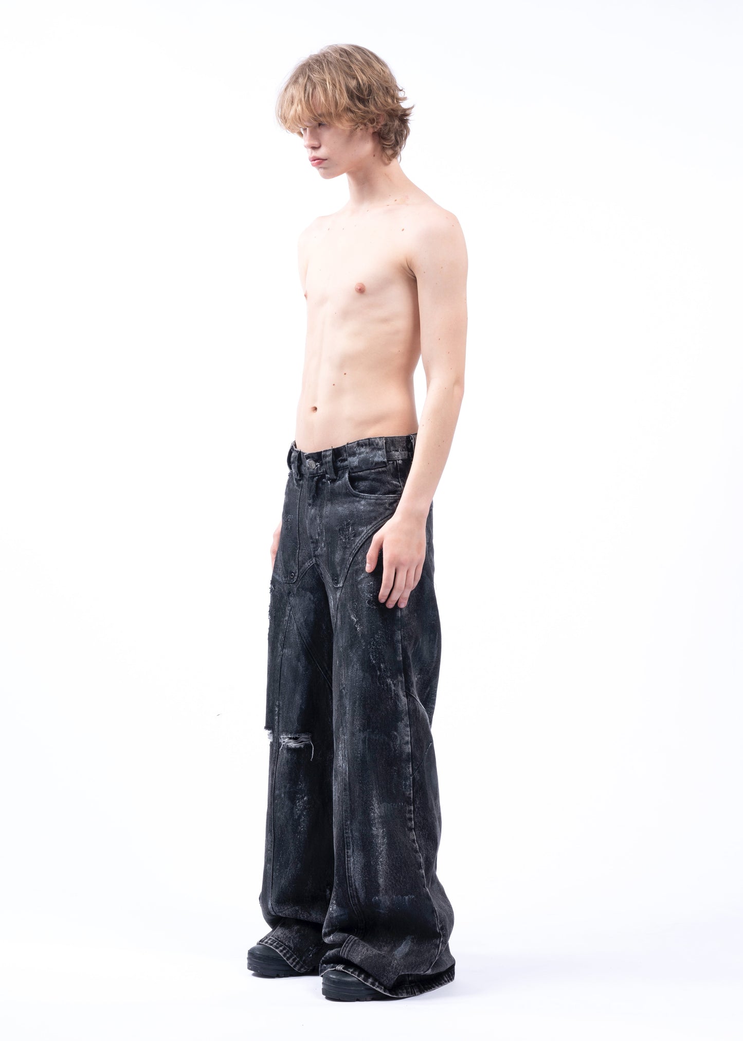 【NO FAITH STUDIO】BLACK ARTISANAL DUNE DENIM
