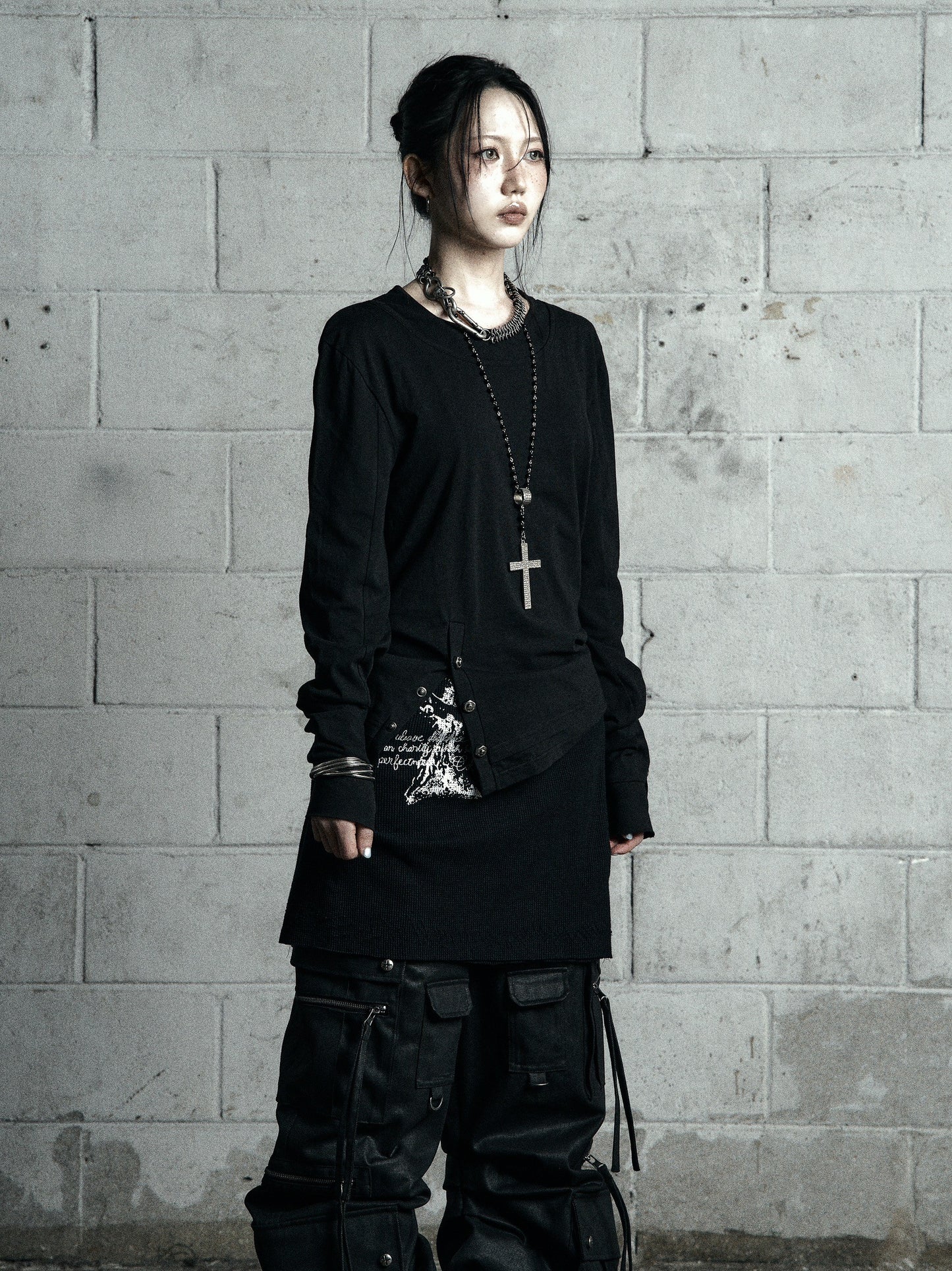 【ROSEN KREUZ】BTIGHT FIT LAYERED LONG SLEEVES BLACK