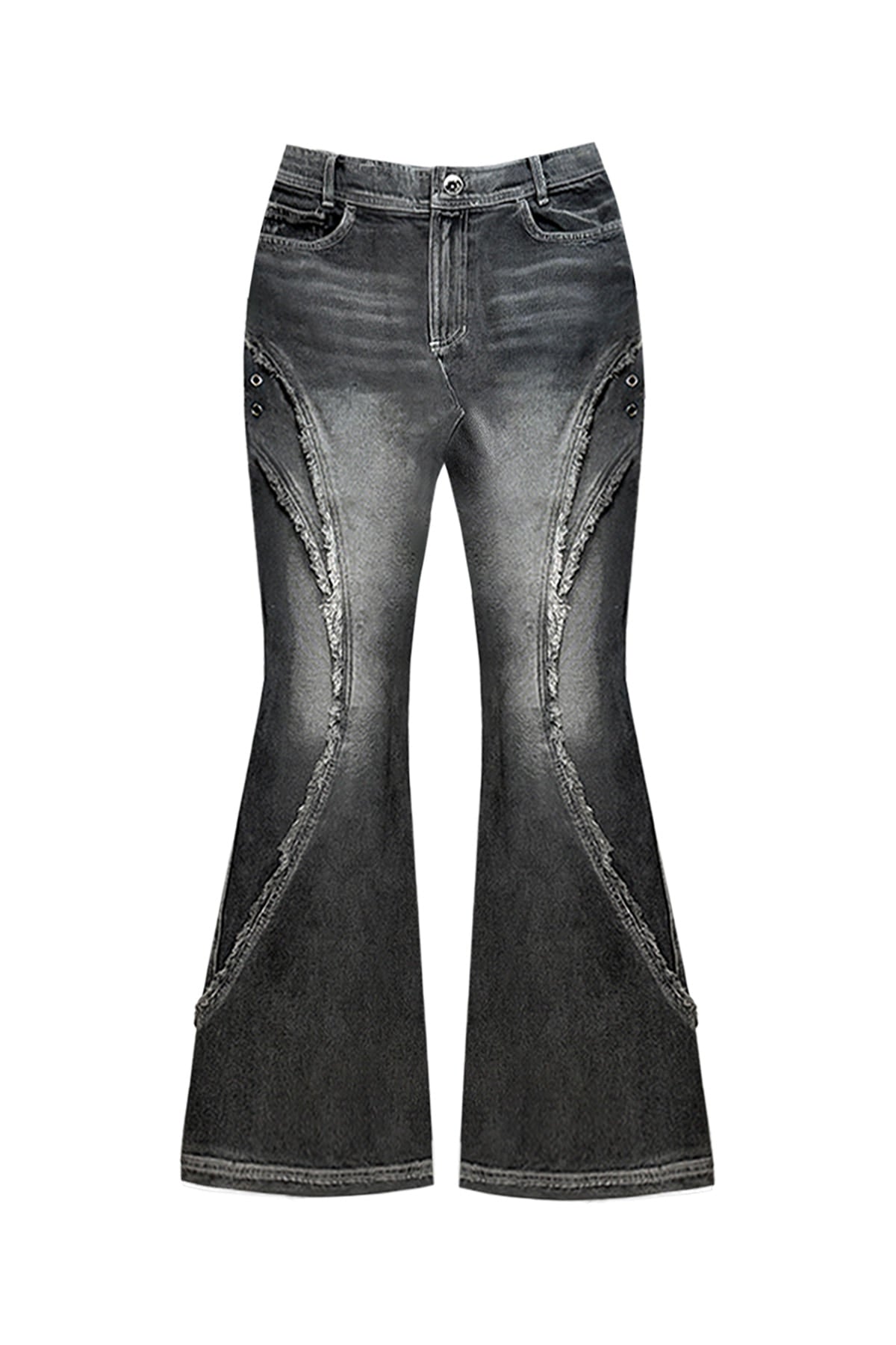 【BLR BLUER】Spiral Line Raw-cut Washing Denim Pants