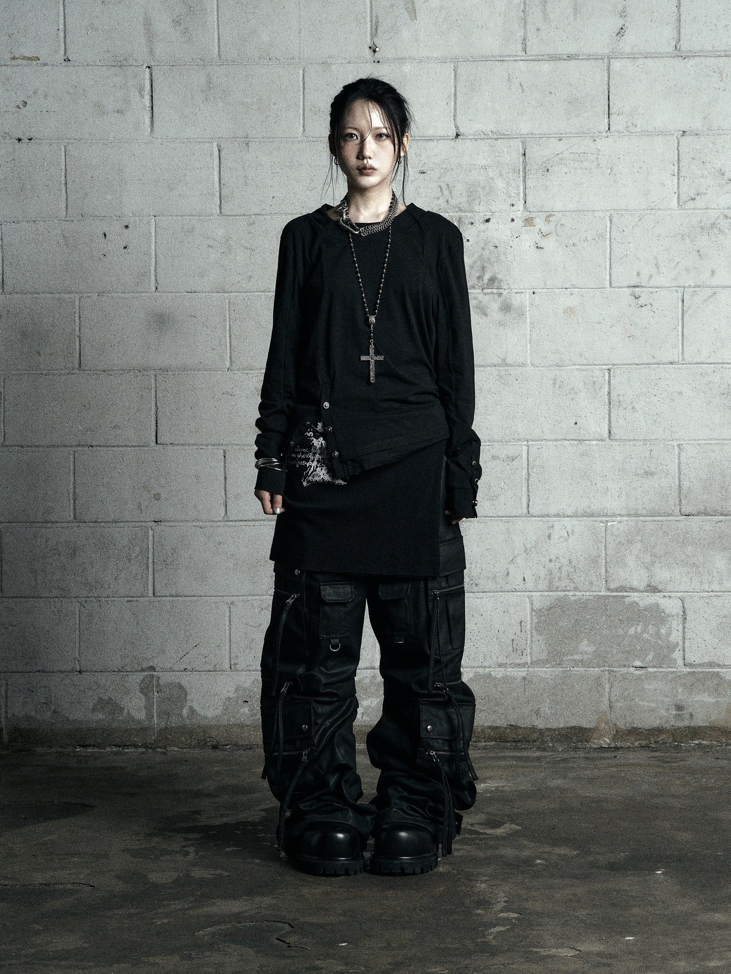 【ROSEN KREUZ】BTIGHT FIT LAYERED LONG SLEEVES BLACK