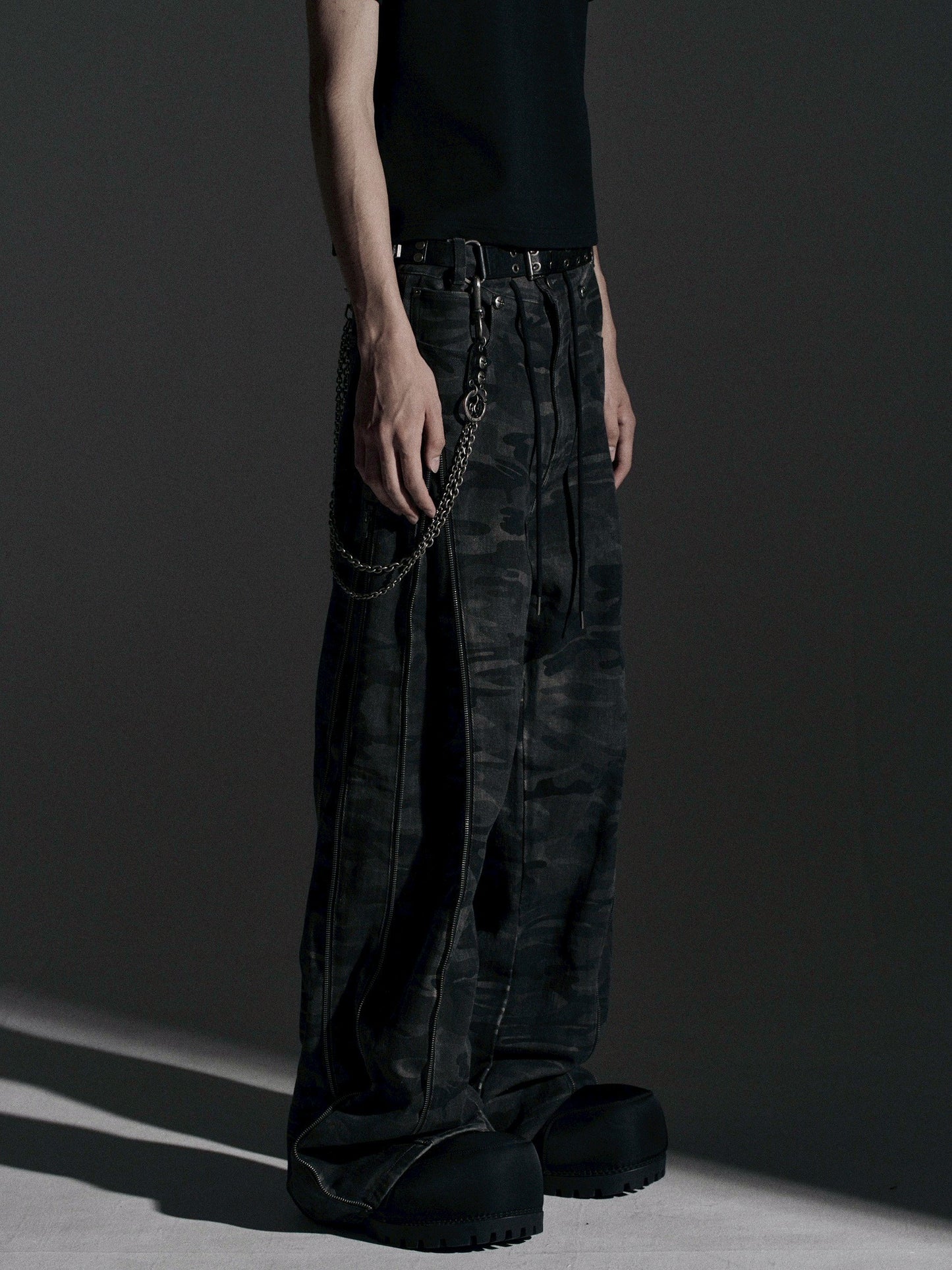 【ROSEN KREUZ】ZIP WIDE BAGGY PANTS (CAMOU)