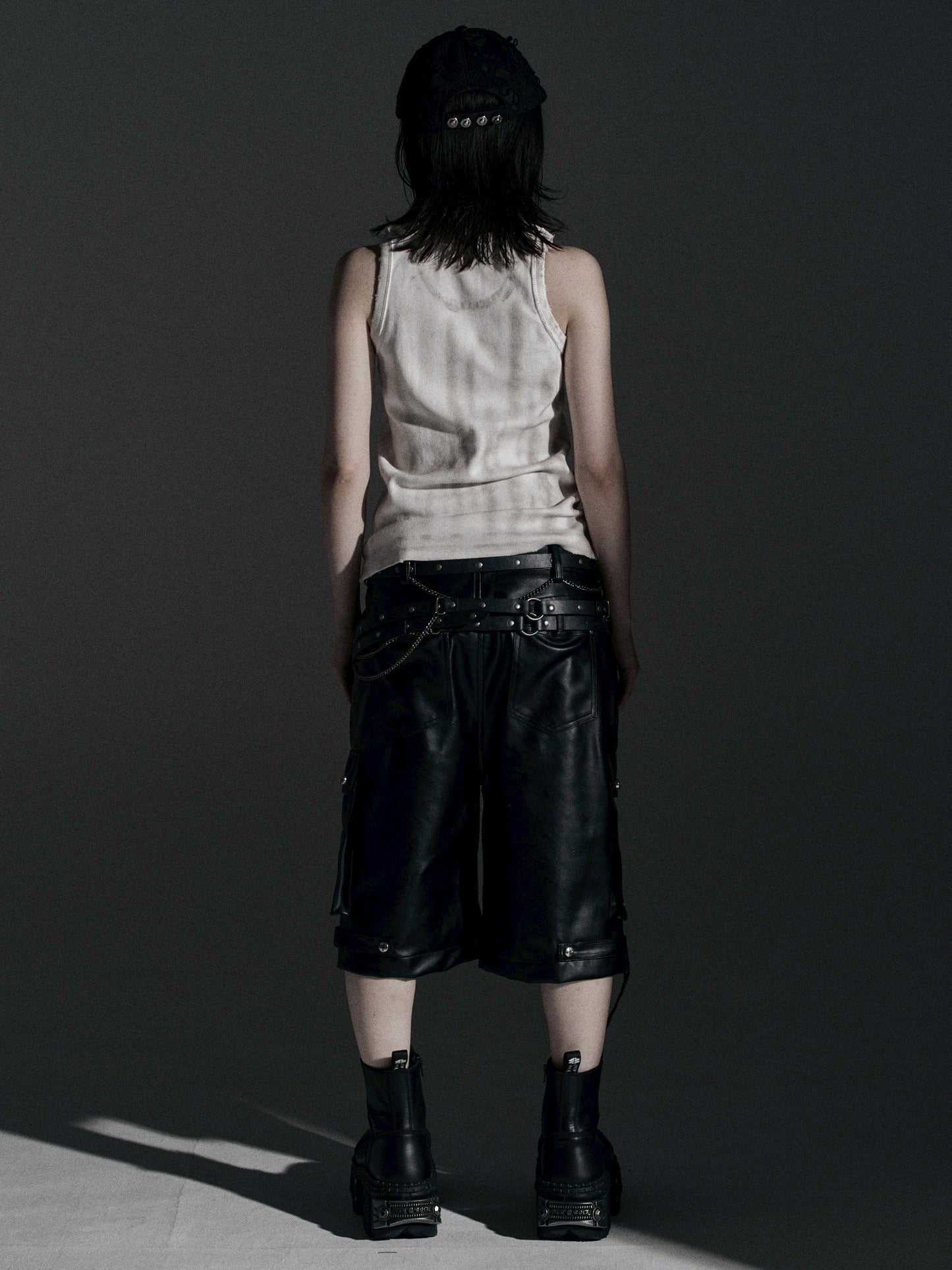 【ROSEN KREUZ】DOUBLE WAIST LEATHER SHORT PANTS