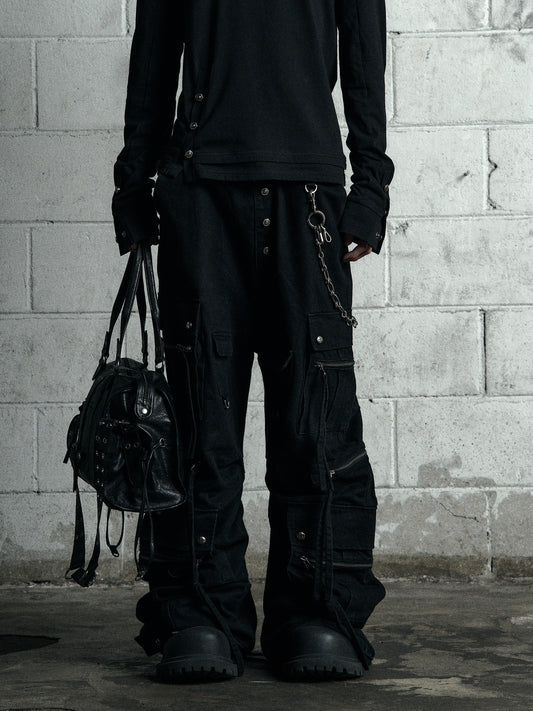 【ROSEN KREUZ】CURVE FIT LONG CARGO PANTS DENIM