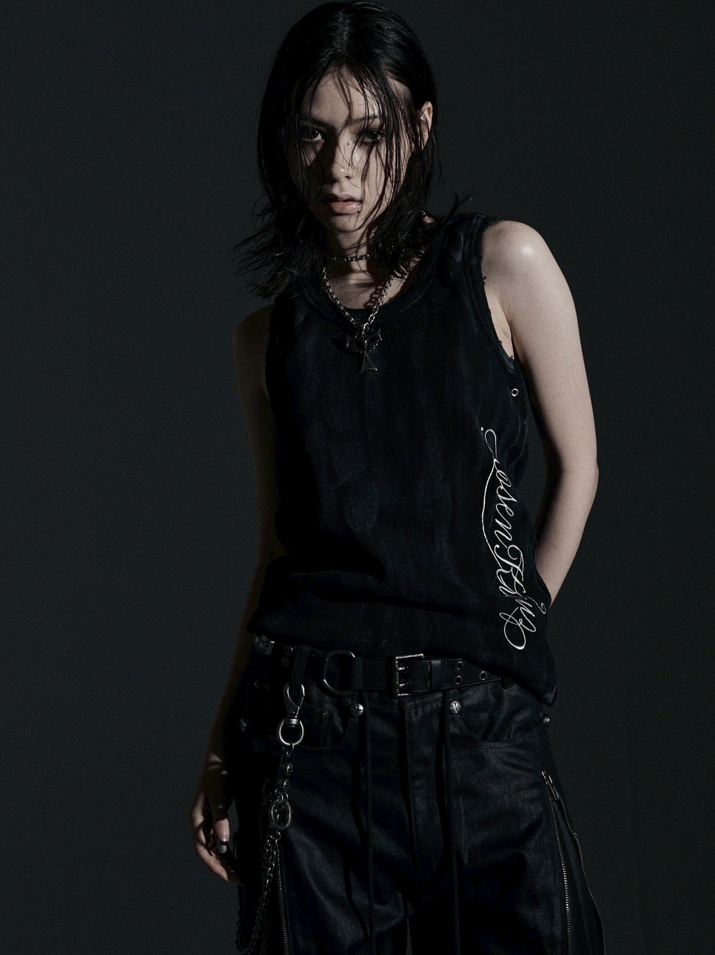 【ROSEN KREUZ】ASHES HALO TANK TOP (Dirty black)