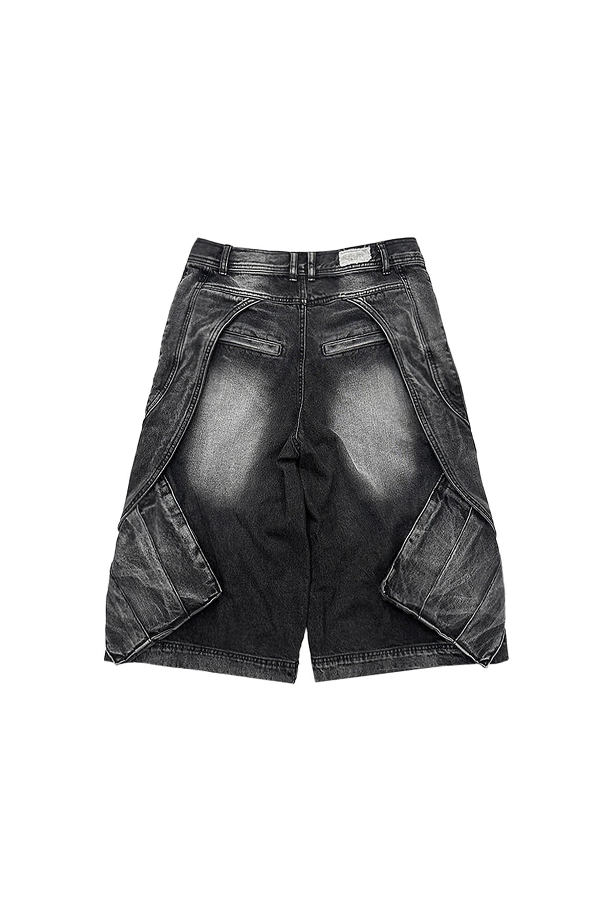 【BLR BLUER】CURVED COVER CARGO BERMUDA WASHING DENIM PANTS
