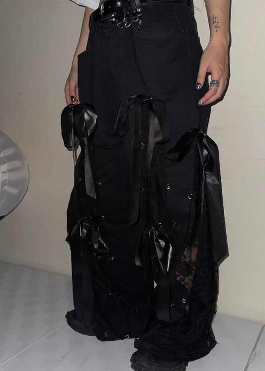 【OVERDRIVE】Lace drawstring pants (black)