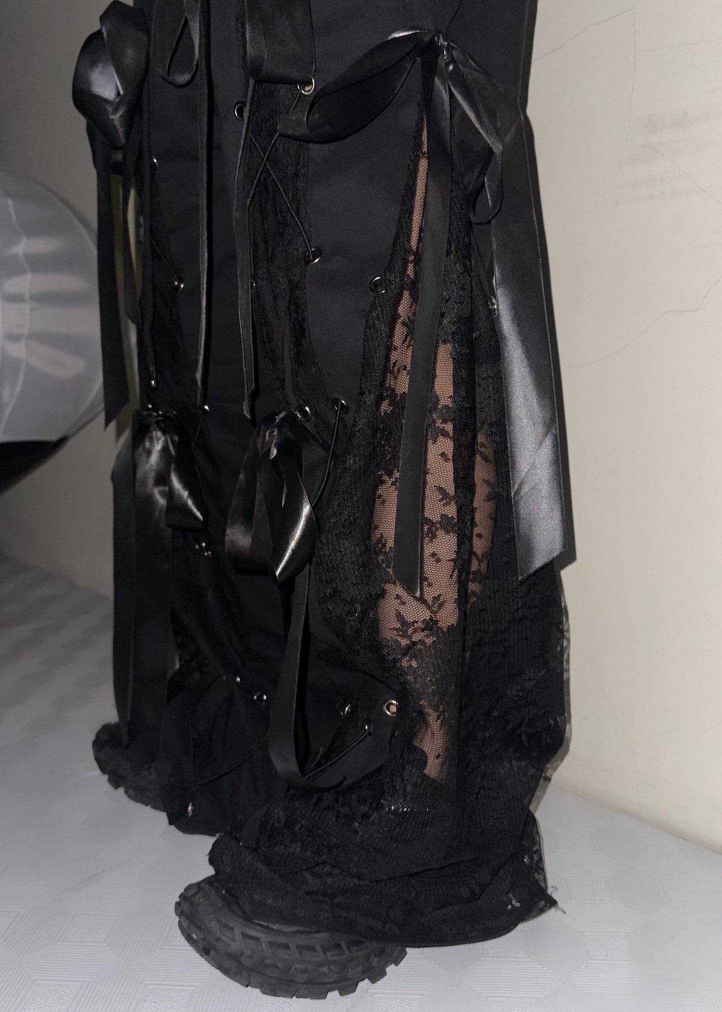 【OVERDRIVE】Lace drawstring pants (black)