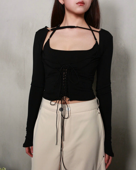 【BUNNYHILL CONCEPT】BISOU LONG SLEEVE TOP (BLACK)