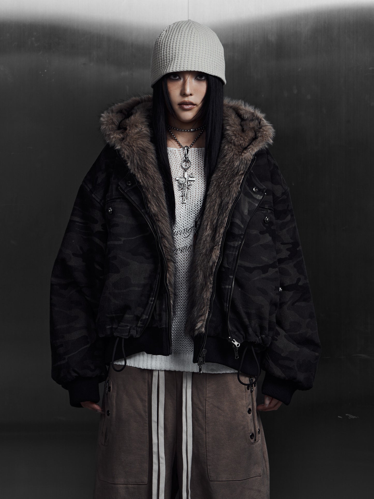 【ROSEN KREUZ】LAYERED REVERSIBLE FUR BLOUSON (BEIGE)