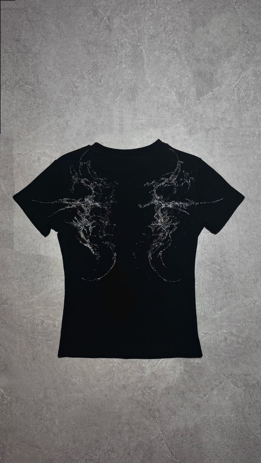 【XIVX】HANDPAINTED "DEMON WINGS" GIRL FIT T-SHIRT