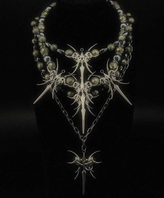 【IIIMIII】IIIMIII BlackPaintingII Chain Necklace "ALIEN CROSS"