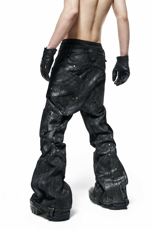【RICH】 Dark Knight Flare Waxed Pants
