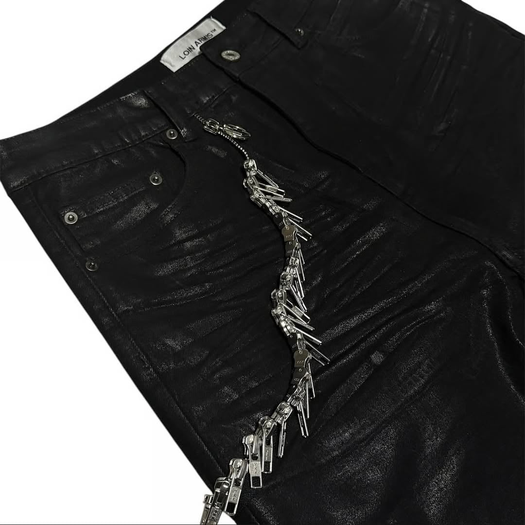 【LOIN ARMIS】Flare coating skewer chain jeans