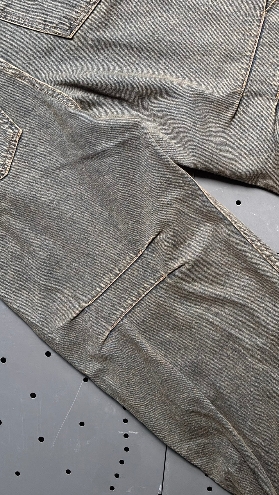 【BLR BLUER】KNEE POINT WASHED DENIM PANTS YELLOWBLUE