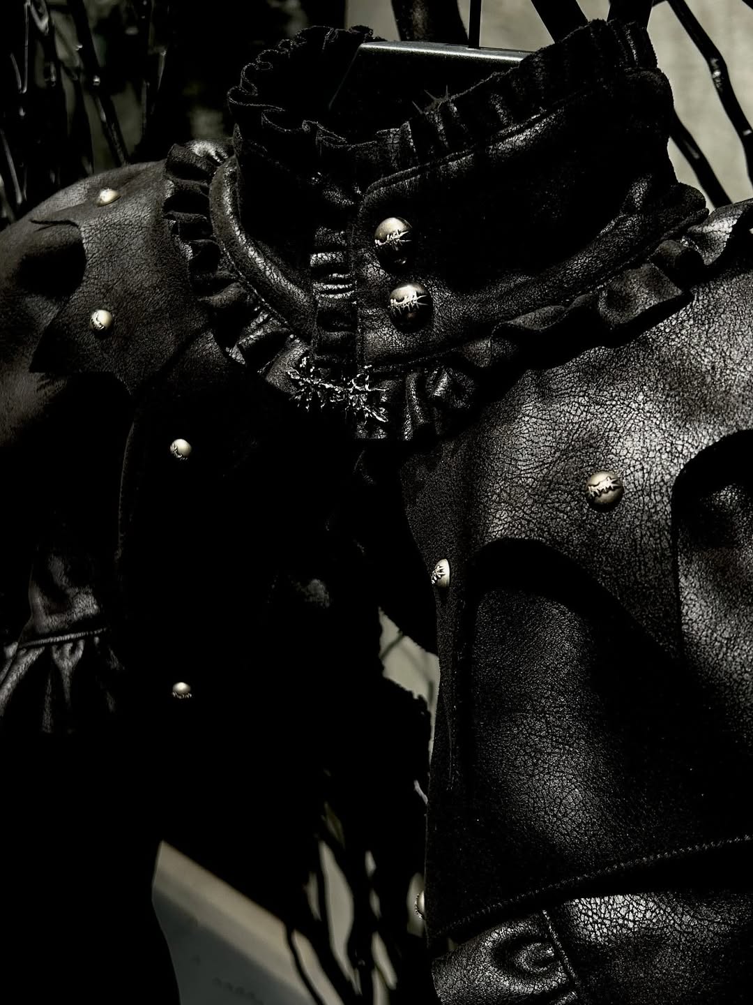 【SATSUN NIGHT】SSN V.05 TRIPLE-COLLAR SHORT LEATHER JACKET - BLACK (PRE-ORDER)