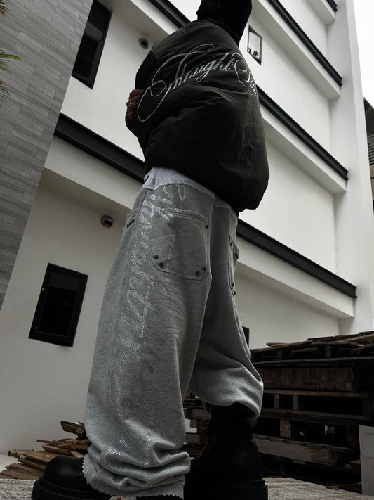 【THOUGHT WE FRIENDS】Double-Layered Sweatpants - Gray