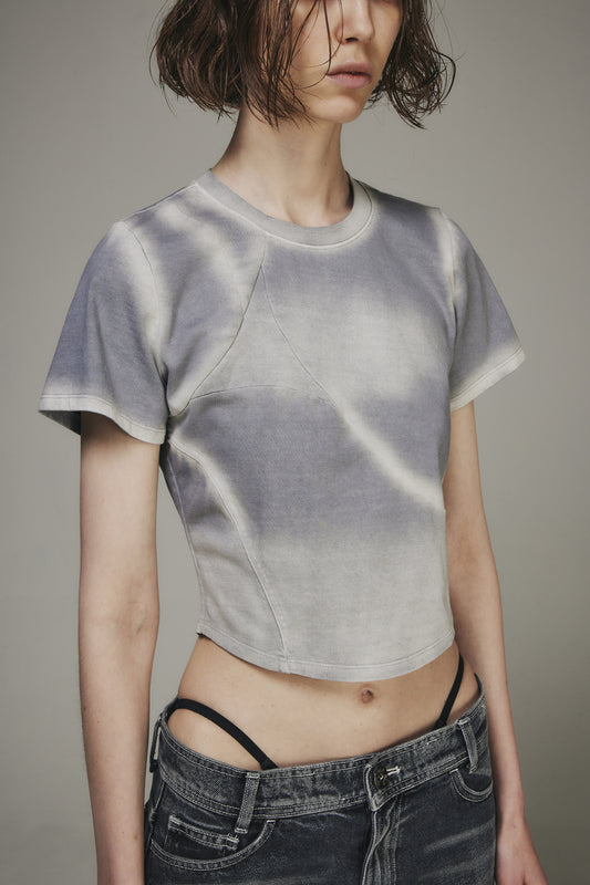 【BLR】BLEACHED TRIANGLE GRADATION WASHING T-SHIRTS GREY