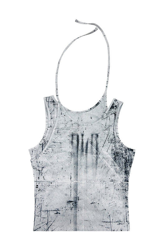 【BLR BLUER】 PRINTED WHITE SLEEVELESS White
