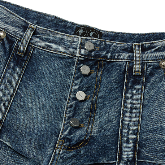 【THUG CLUB】Line GOB Denim Pants (blue)