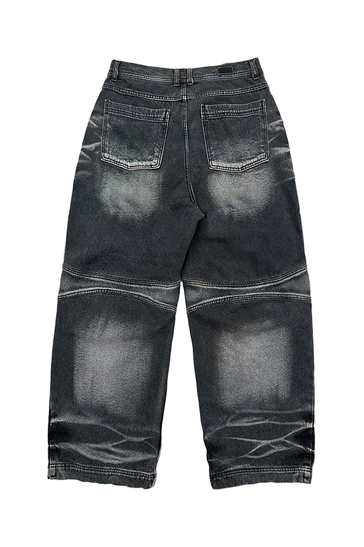 【BLR BLUER】Embossed Wave Washed Denim Pants (Blue)