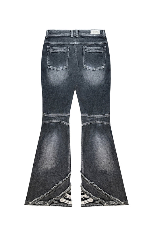 【BLR BLUER】Destroyed Crush Double Line Washing Denim Pants