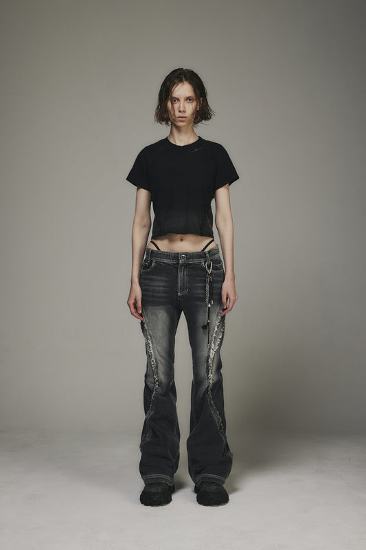 【BLR BLUER】Destroyed Gradation Washed Short