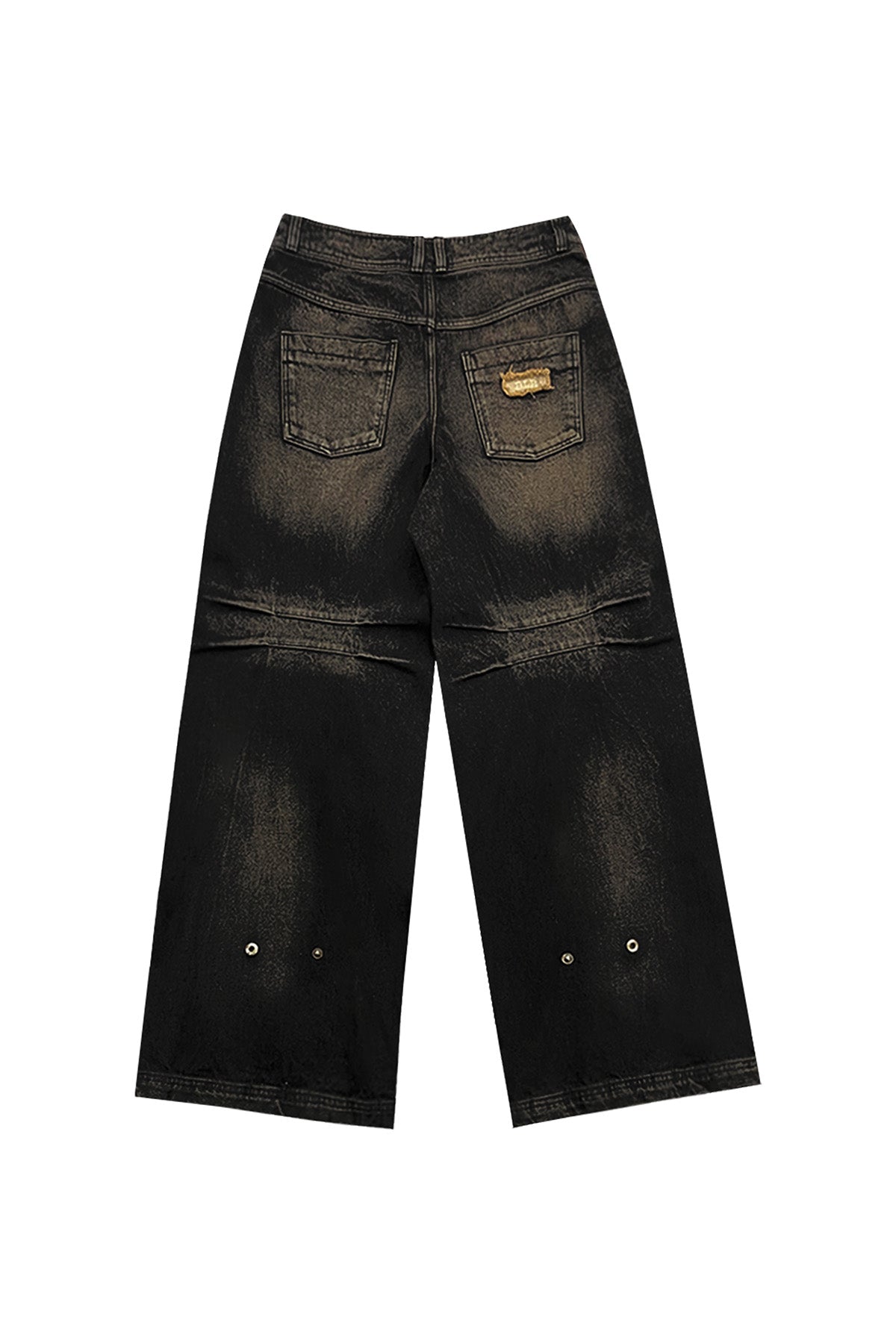 【BLR BLUER】KNEE POINT WASHED DENIM PANTS BROWN