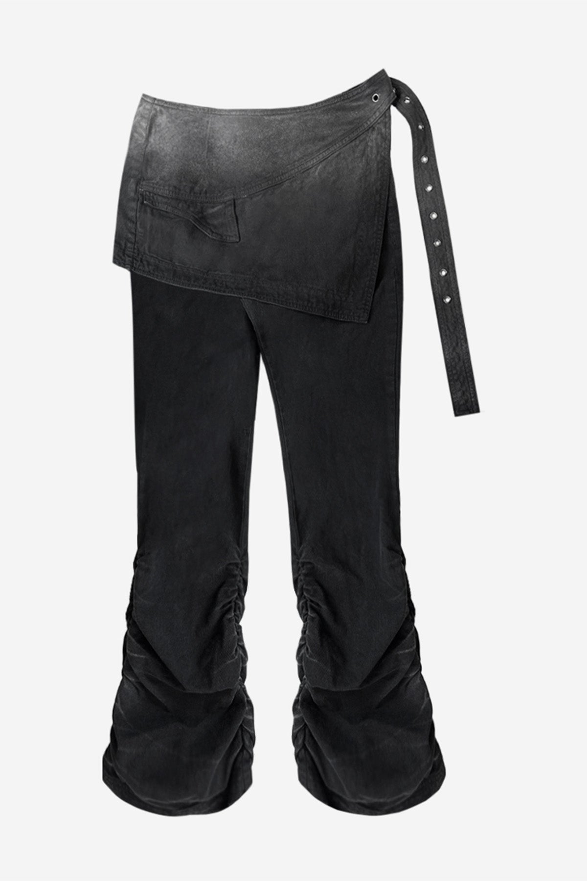 【BLR BLUER】Dyed Eyelet Belt Skirt Shirring Pants