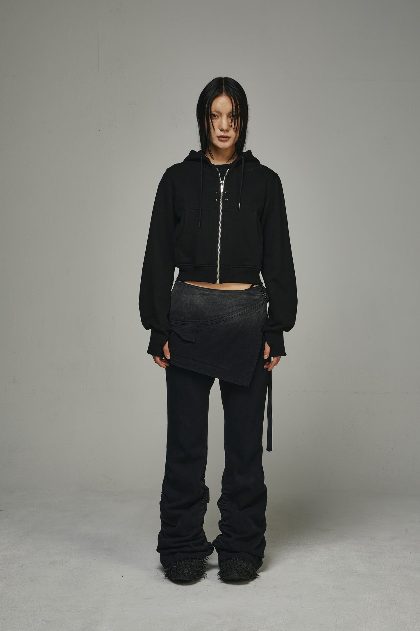 【BLR BLUER】Dyed Eyelet Belt Skirt Shirring Pants