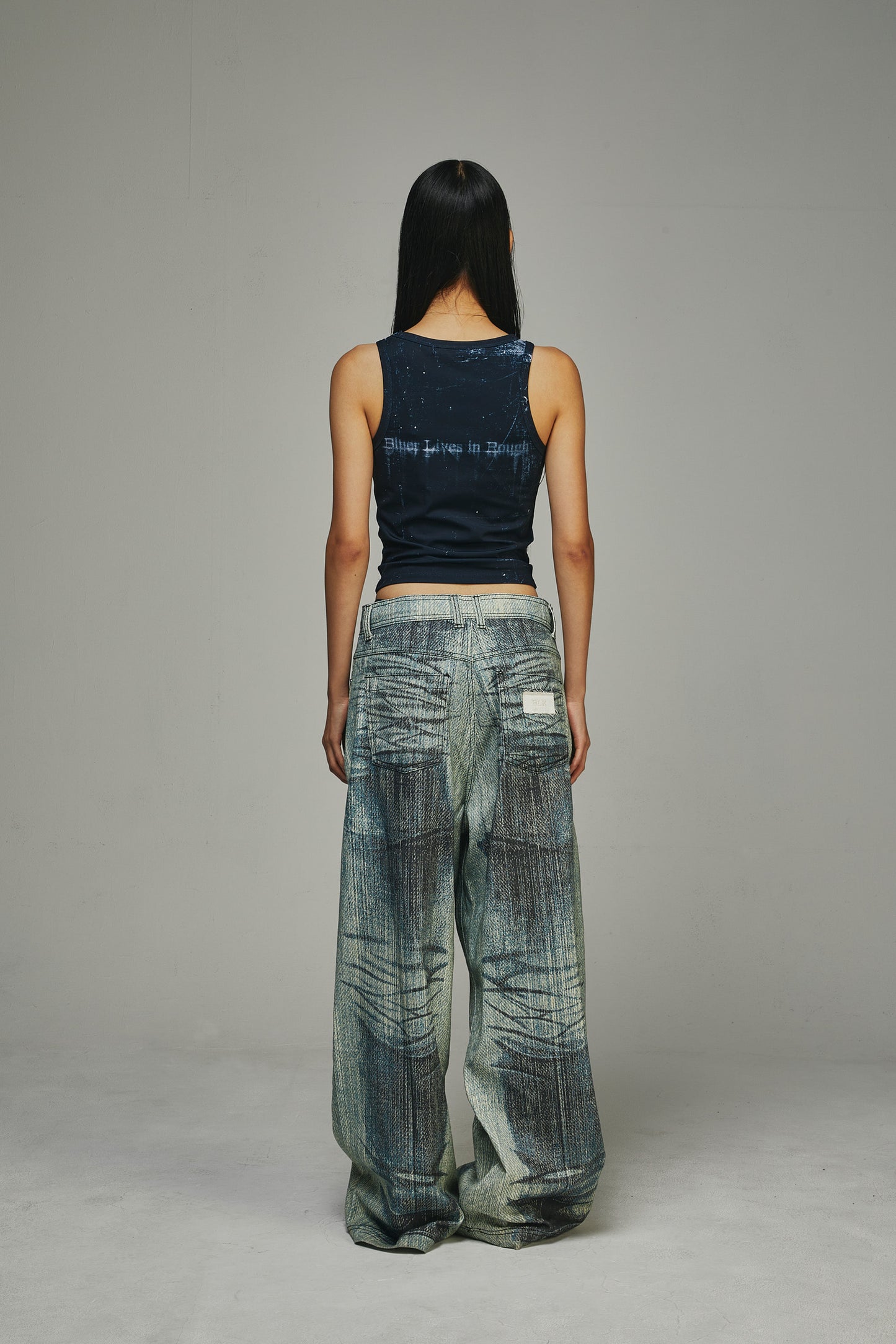【BLR BLUER】BLR Printed Black Sleeveless