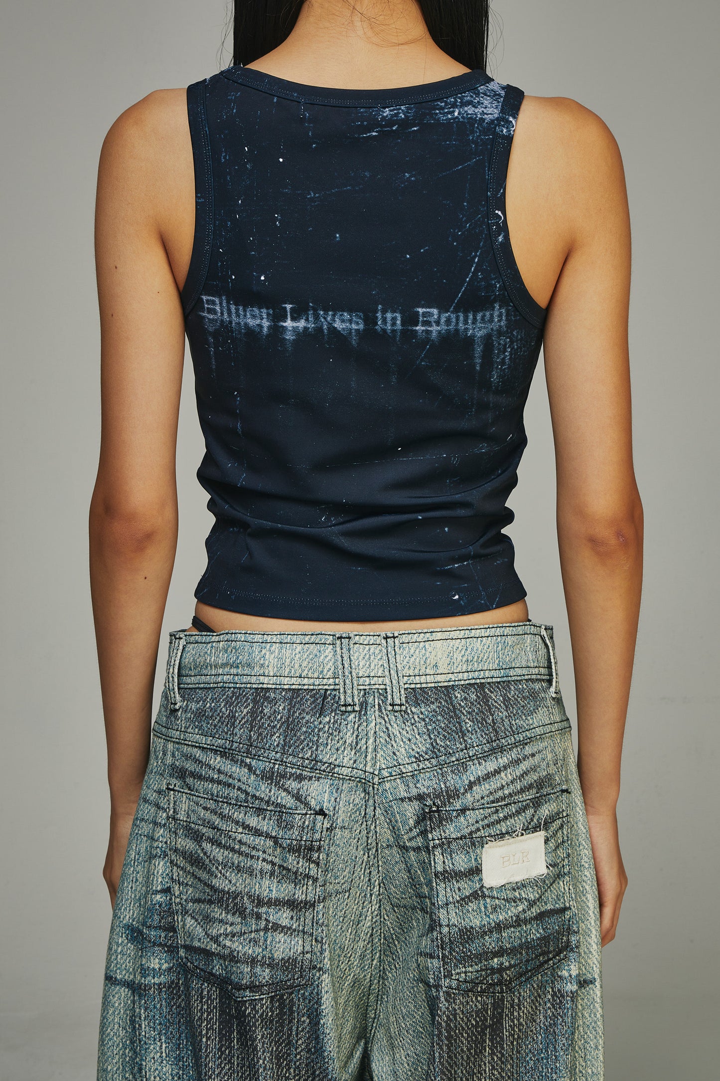 【BLR BLUER】BLR Printed Black Sleeveless