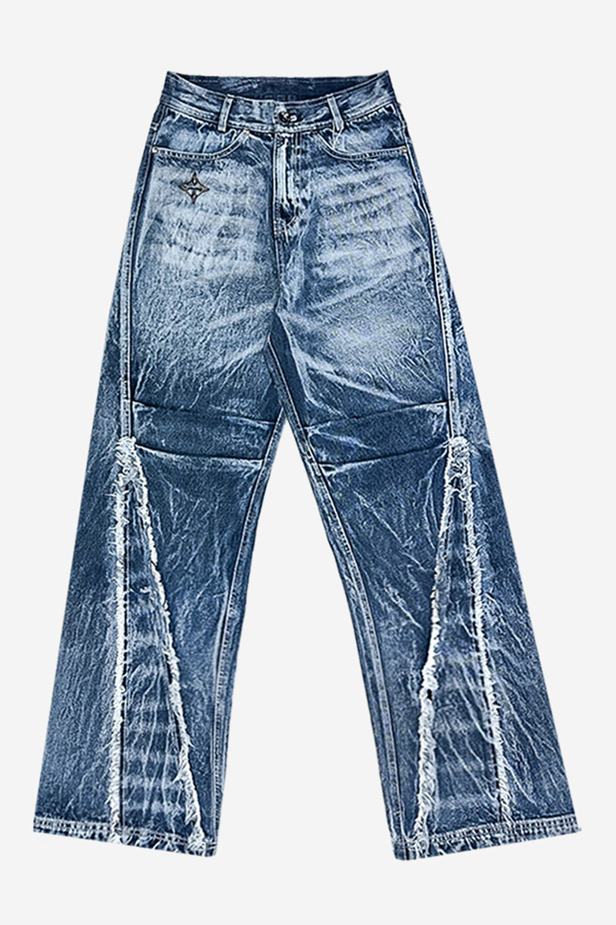 【BLR BLUER】 Curved Navy Denim Pants