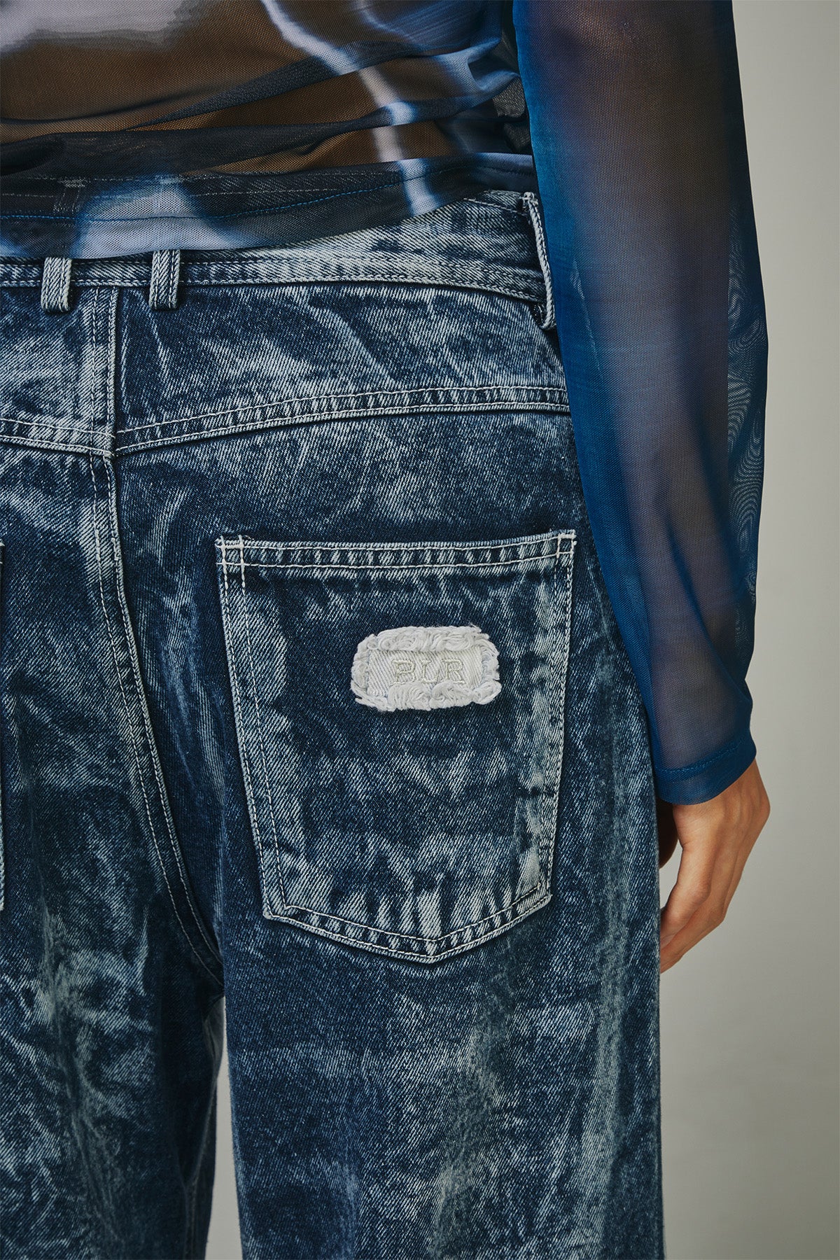 【BLR BLUER】 Curved Navy Denim Pants