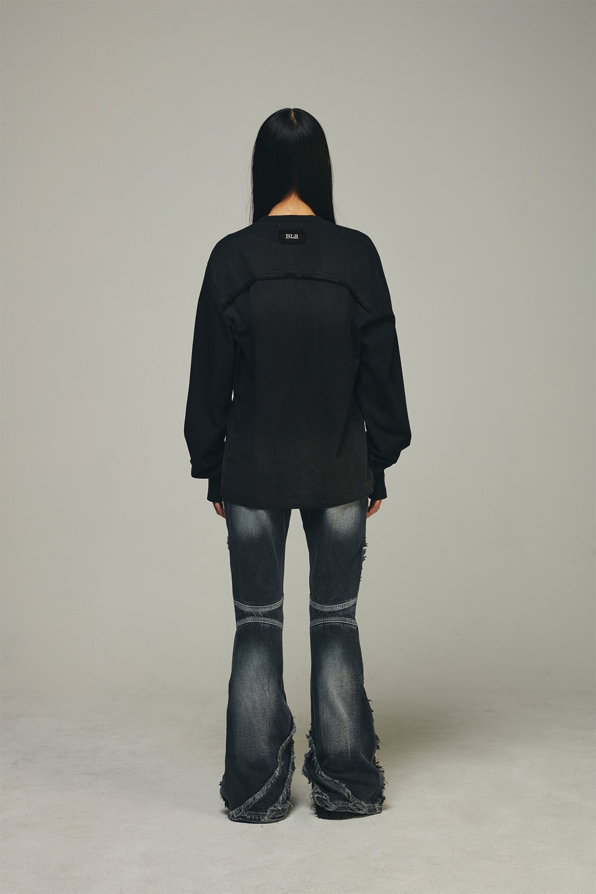 【BLR BLUER】Destroyed Crush Double Line Washing Denim Pants