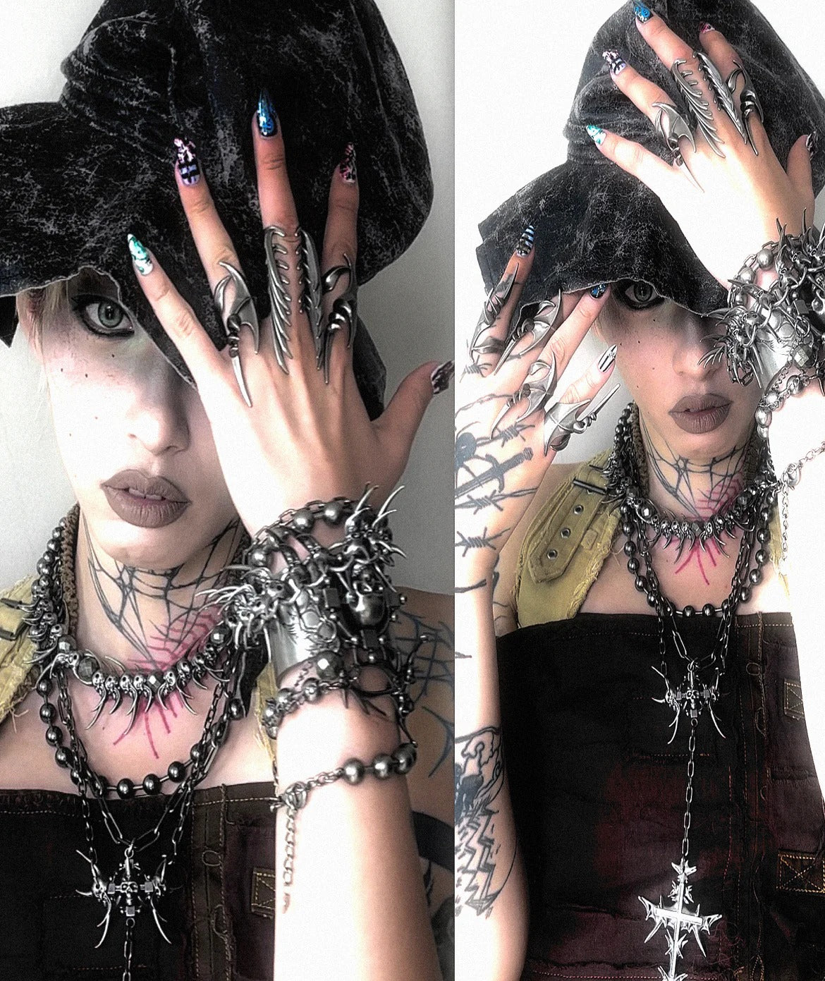 【IIIMIII】 BlackPaintingII Multilayer cross necklace