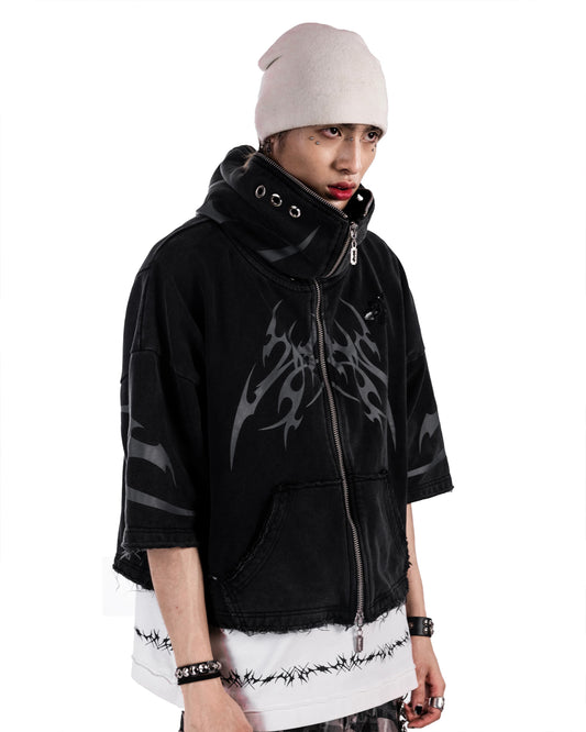 【SATSUN NIGHT】<DEVIL^ANGEL FRIENDSHIP> SHORT JACKET - WASHED BLACK