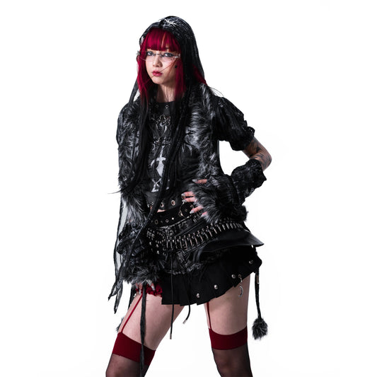 【SATSUN NIGHT】KURO FOUR-LAYERS MINI SKIRT & BELT - BLACK