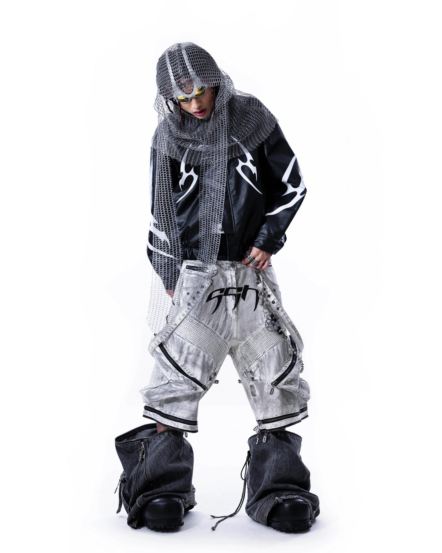 【SATSUN NIGHT】<IT's N0T BLACK & WHITE> LEATHER JACKET - BLACK