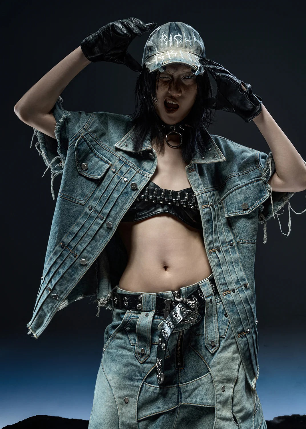 【RICH】DENIM WASHED DARK SOCIETY CAP