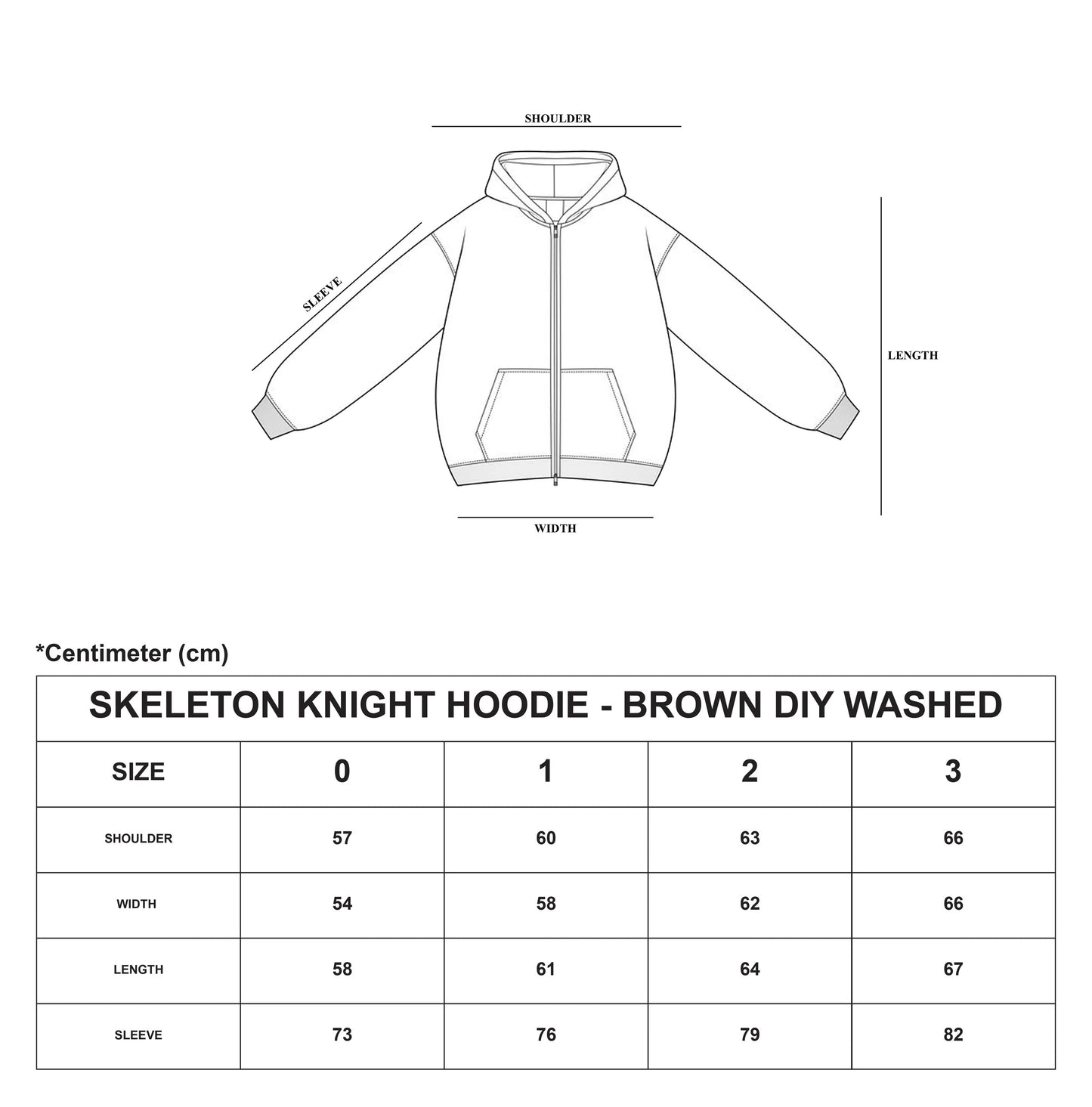 【UNIZ】SKELETON KNIGHT HOODIE - BROWN DIY WASHED