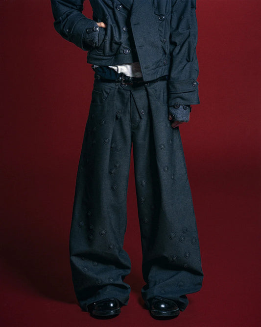 【BADSON】'BUTTONS' PLEATED PANTS