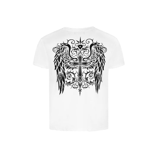 REGULAR T-SHIRT – CROSS STUD / ANGEL BACK (WHITE)