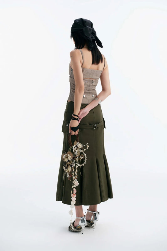 【BUNNYHILL CONCEPT】MIRAMON FLARED SKIRT (GREEN)