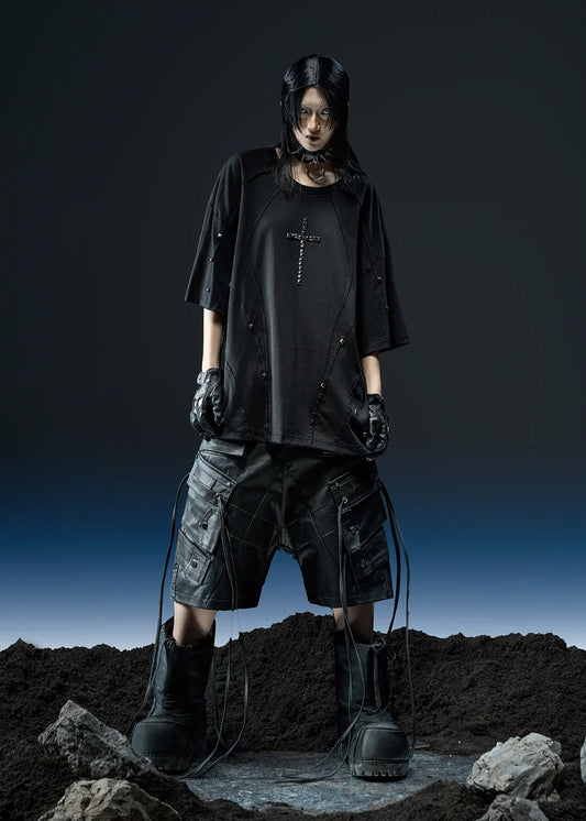 【RICH】RIVETED CROSS OVER T-SHIRT