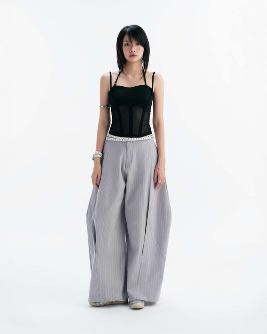 【BUNNYHILL CONCEPT】LUFT PANTS (GREY BLUE STRIPES)