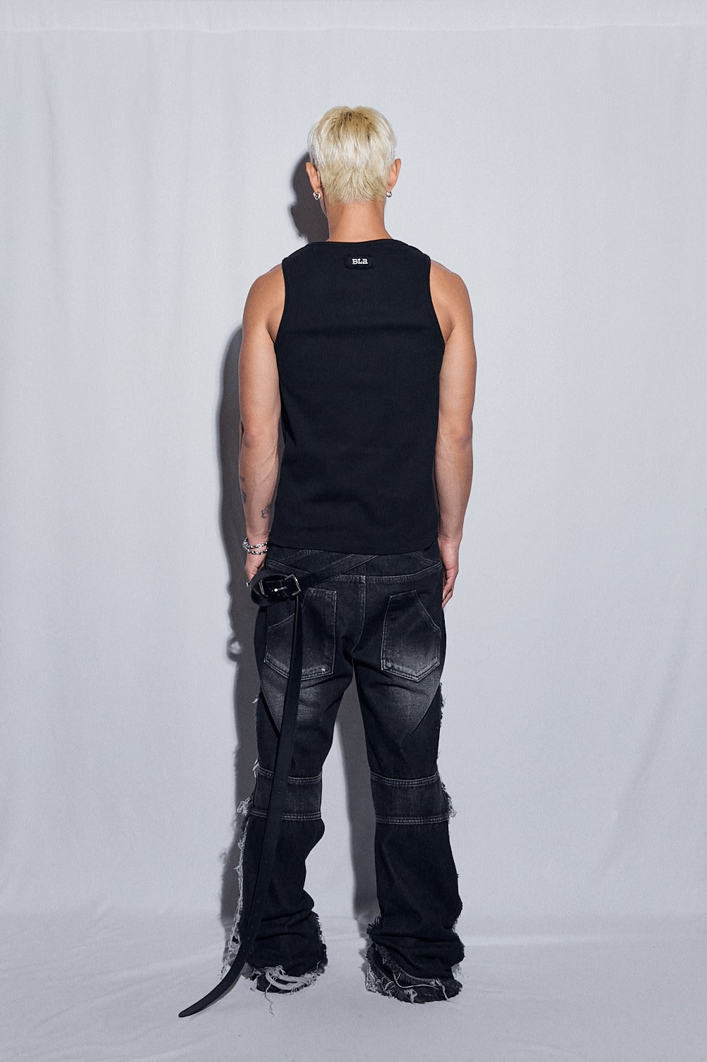 【BLR BLUER】DESTROYED CRUSH LINE WASHED PANTS