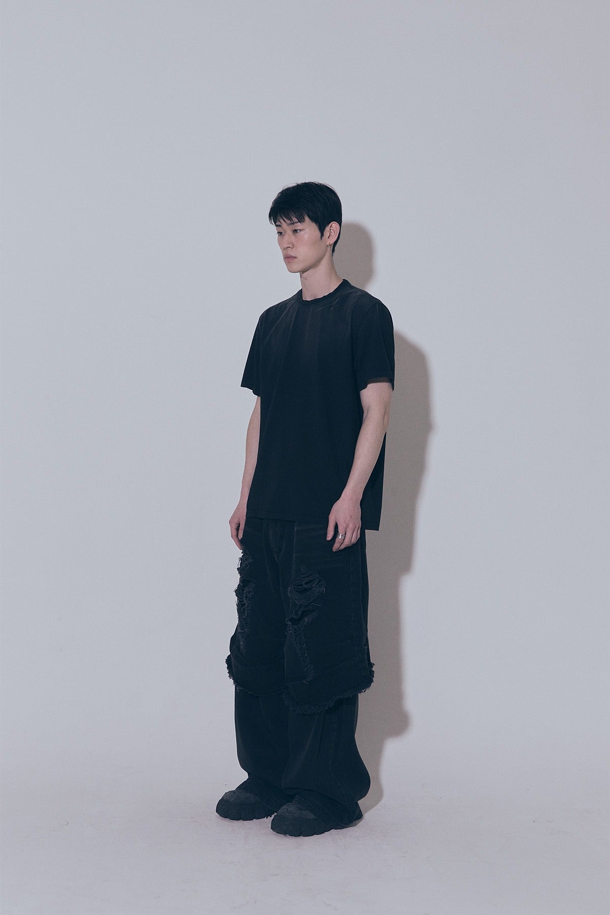 【BLR BLUER】DESTROYED DOUBLE DENIM PANTS
